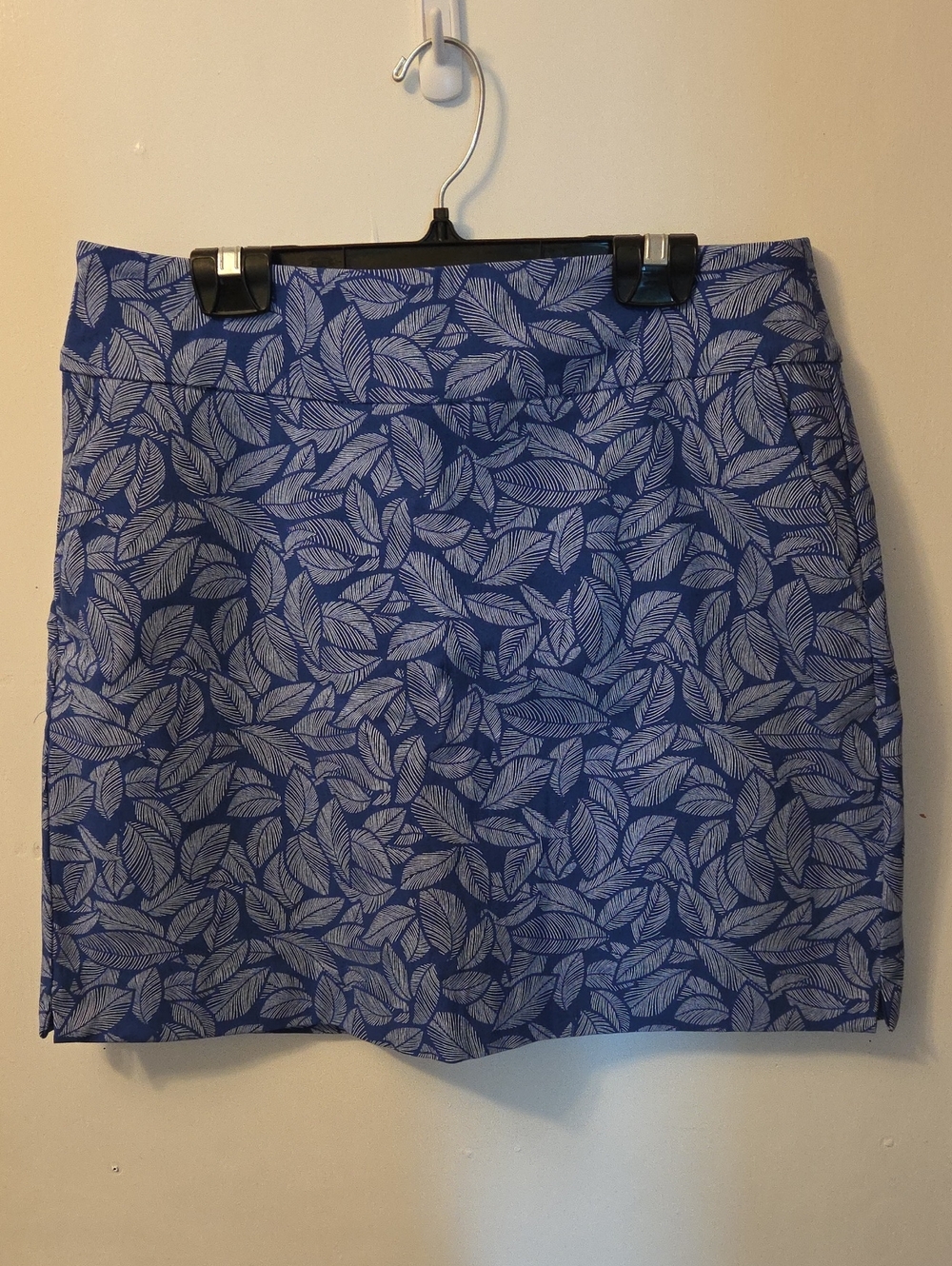 Blue Leaf-Print Mini Skirt